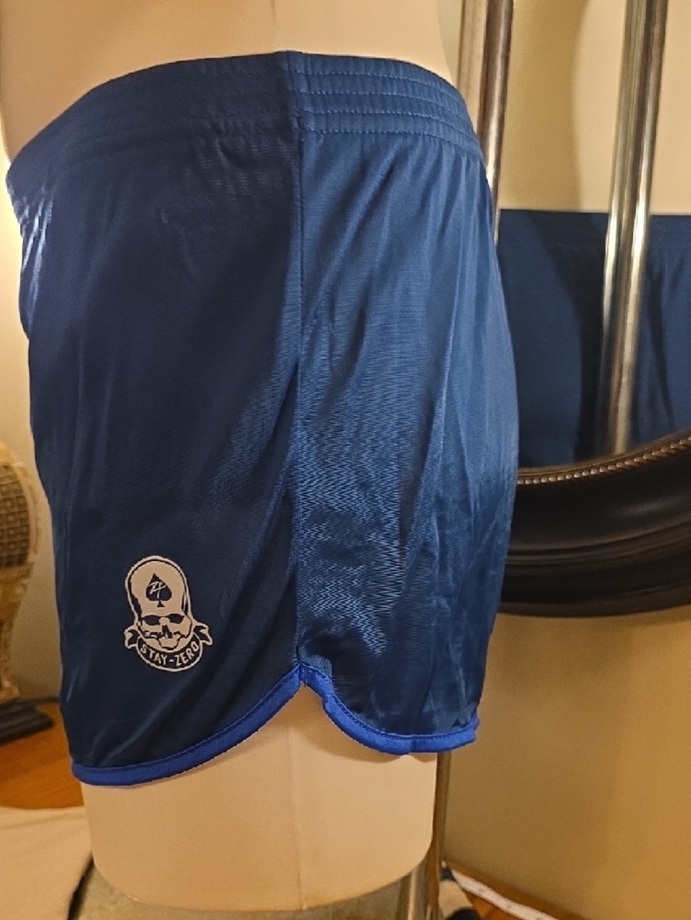 Silkies ZEROFOXTROT.COMNavy Blue Men's Athletic Shorts with Contrast Trim - Picture 3 of 9